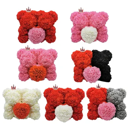 Two bears made from infinity roses - 25-35cm - rose bear