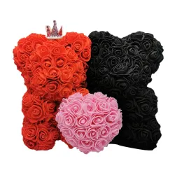 Día de San ValentínDos osos hechos de rosas de infinito - 25-35cm - oso de rosa