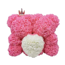 Día de San ValentínDos osos hechos de rosas de infinito - 25-35cm - oso de rosa