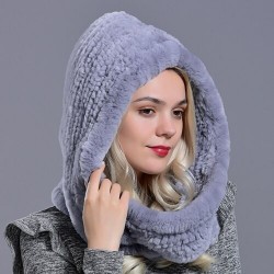 Cappuccio in vera pelliccia di coniglio - cappello caldo alla moda - scialle