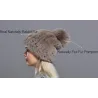 Sombreros & gorrasGorro de piel de conejo picado con pompom