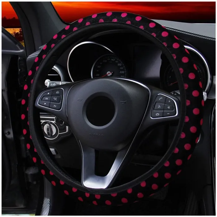 Couverture de volant de voiture - plush - conception de points