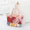Crystal bag - gold keychain