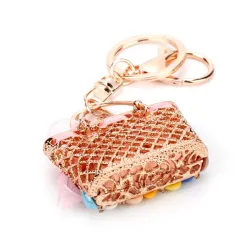 Crystal bag - gold keychain