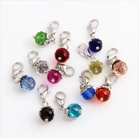 Crystal beads with lobster clasp - keychain - 20 pieces