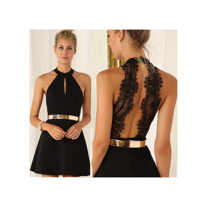Elegant mini dress with a lace back