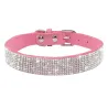 Colar de couro com strass para cães e gatos