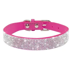 Lederhalsband mit Strasssteinen für Hunde und Katzen