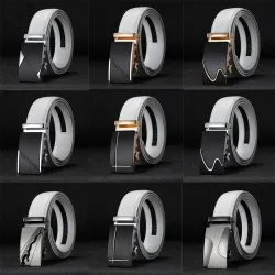 Cintura in vera pelle con fibbia automatica - bianco