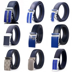 Genuine leather belt with automatic buckle - blue
