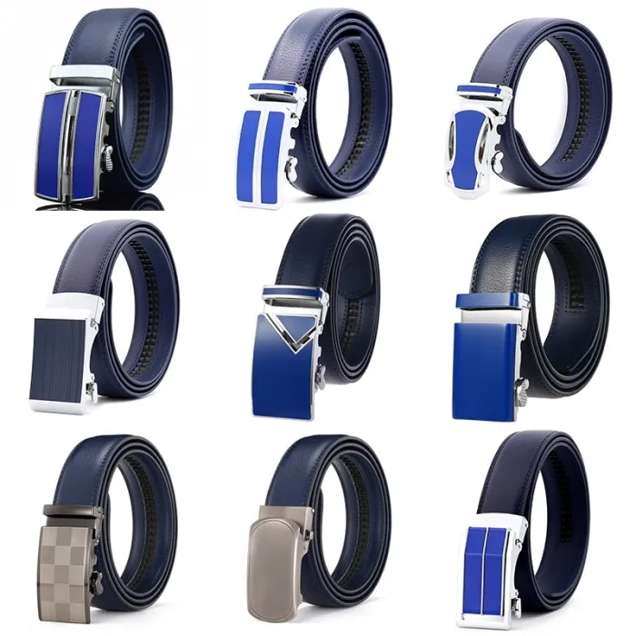 CinturónCinturón de cuero genuino con hebilla automática - azul