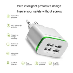 Universal USB laturi - 2 portti / 4 portti - LED-valo - moniportti