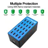Multi USB laturi - 20 porttia - 20A / 100W - LED - Quick-Charge