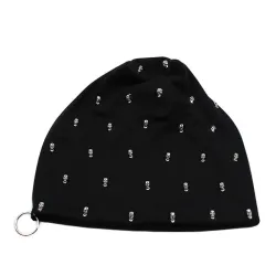 Chapéu de algodão casual com crânio e anel de prata