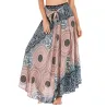 Kvinnor hippie bohemian kjol - dam flickor dansa fest mjuka blommor elastisk midja blommig daglig kort kjol
