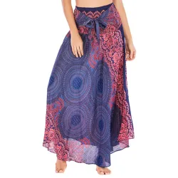 Kvinnor hippie bohemian kjol - dam flickor dansa fest mjuka blommor elastisk midja blommig daglig kort kjol