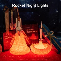3D Avaruussukkula - rakettimuotoinen yövalaisin - 3 tyyppiä - 21cm & 28cm
