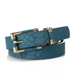 Fashionable leather belt with crocodile pattern