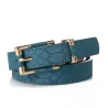 Fashionable leather belt with crocodile pattern