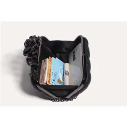 Lyx skalle ring vintage plaid bag - kopplingspåse med kedja