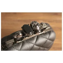 Luxury skull rengas vintage plaid -pussi ketjun kanssa