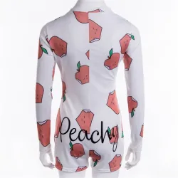 Sexy macacão profundo v-neck - manga longa impresso macacão com botões