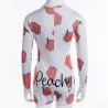 Sexy deep v-neck jumpsuit - long sleeve printed bodysuit with buttons