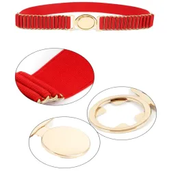 Correia elástica elegante com fivela redonda de ouro