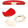 Elegant elastic belt with gold round buckle