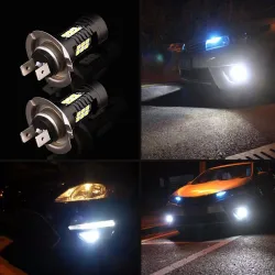 2pcs LED lamppu super kirkkaat auton sumuvalot - 12v 24v 6000k valkoinen auto ajaa 21 3030-SMD valaisimella h7 lamppu
