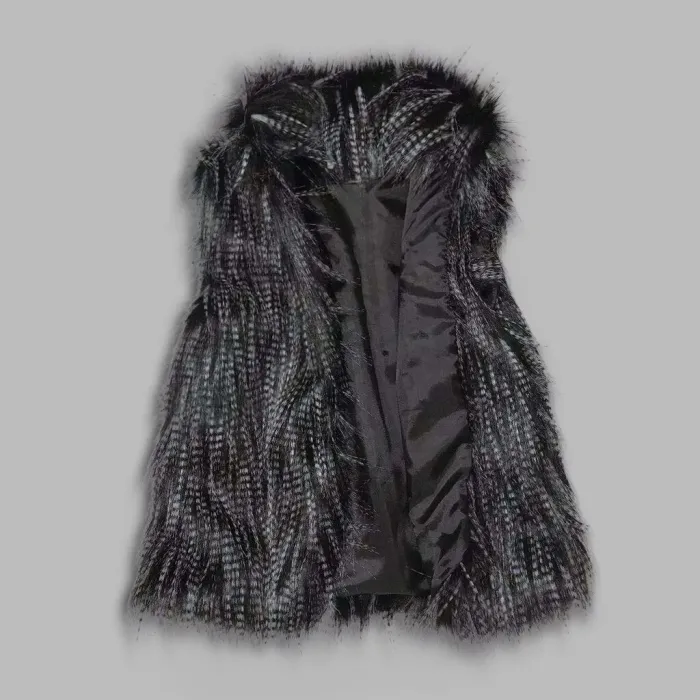 faux fur coat - women waist coat - women's jacket fur vest - ladies wool vest stand collar faux coatJassen