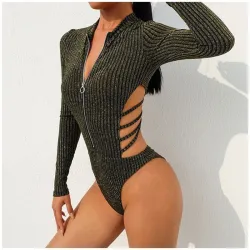 Body sexy senza schienale con collo e cerniera