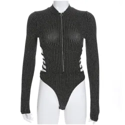 Body sexy senza schienale con collo e cerniera