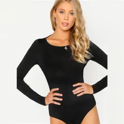 Long sleeve bodysuit with a draped open back