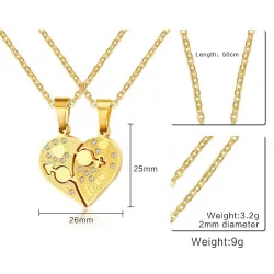 rhinestone charm pendant nicklace - rakkaus sydämen muotoinen linkki ketju kaulakoru - lahja koruja lisävarusteita