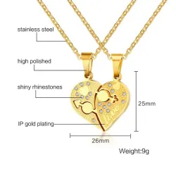 rhinestone charm pendant nicklace - rakkaus sydämen muotoinen linkki ketju kaulakoru - lahja koruja lisävarusteita