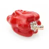 Grüner und roter Pfeffer mit Strass - Brosche