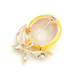 Yellow lemon - enamel gold brooch