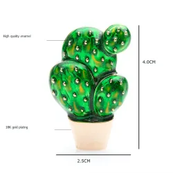 Vihreä enamel cactus - elegantti brooch