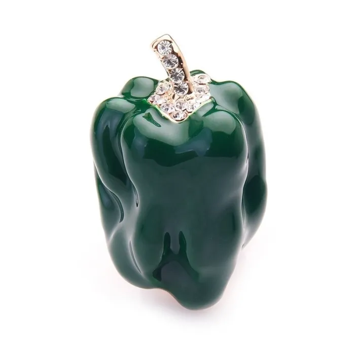 Pepe verde e rosso con strass - spilla