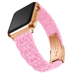 cinta de resina para faixa de relógio de maçã pulseira pulseira pulseira para iwatch - 4/3/2 bandas de iwatch rosa fivela de aço