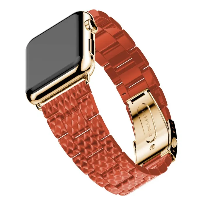 cinta de resina para faixa de relógio de maçã pulseira pulseira pulseira para iwatch - 4/3/2 bandas de iwatch rosa fivela de aço