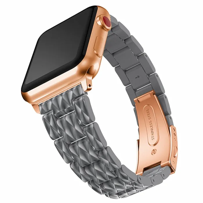 cinta de resina para faixa de relógio de maçã pulseira pulseira pulseira para iwatch - 4/3/2 bandas de iwatch rosa fivela de aço