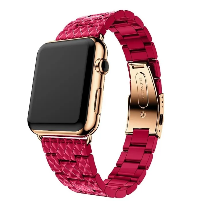 Omenakellobändin linkki rannekellokaistalle iwatchille - 4/3/2 iwatch-yhtyeet nousivat punaisella teräksellä