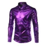 porpora rivestito metallico notte club indossare camicia - uomo maniche lunghe bottone giù uomo abito camicia scintillante elast