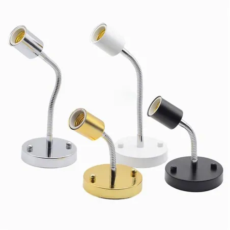 lampbas E27 aluminium metall skruv lampa socket hållare med slang vintage retro antik Edison skruv glödlampa - vägg lampa