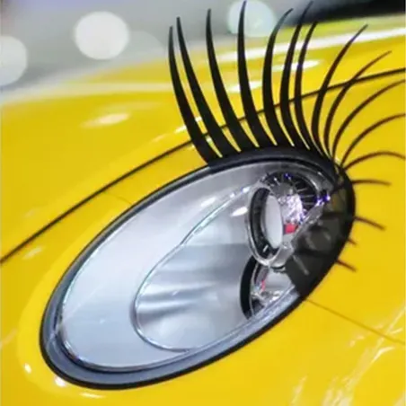 2PCS 3D Charming Black False Eyelashes Fake Eye Lash Sticker Car Headlight Decoration Funny Decal Fo