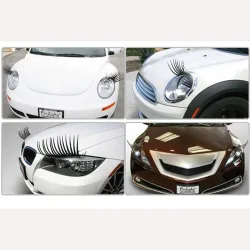Estilo2PCS 3D Charming Black False Eyelashes Fake Eye Lash Sticker Car Headlight Decoración Funny Decal Fo