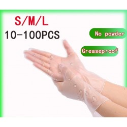 Descartável - anti estático - sem pó - à prova de óleo - luvas de proteção de PVC transparentes