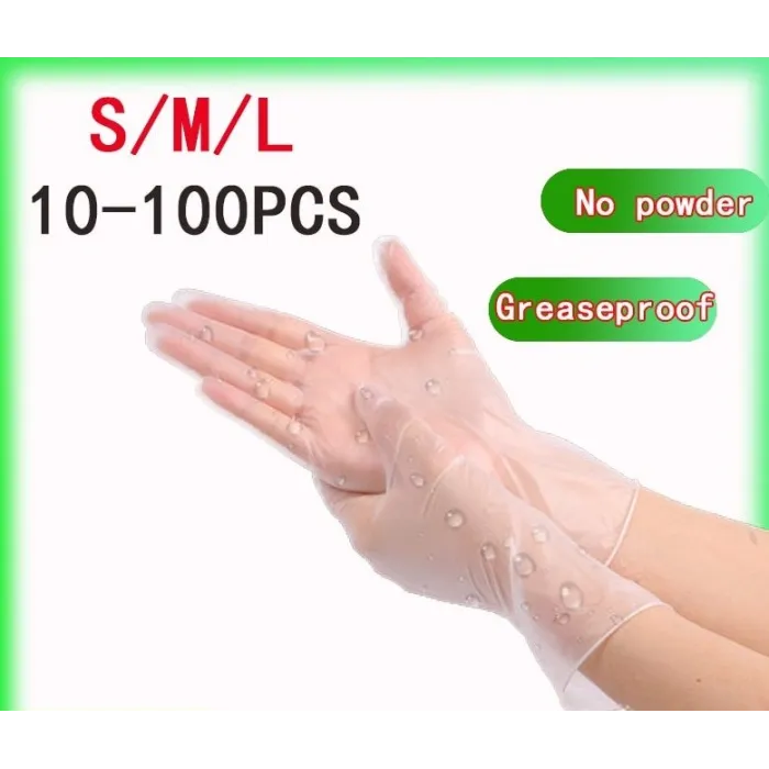 Disponibel - anti statisk - pulverfri - oljetät - transparent PVC skyddshandskar